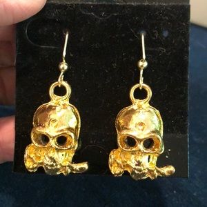 Gold skull pierced earrings